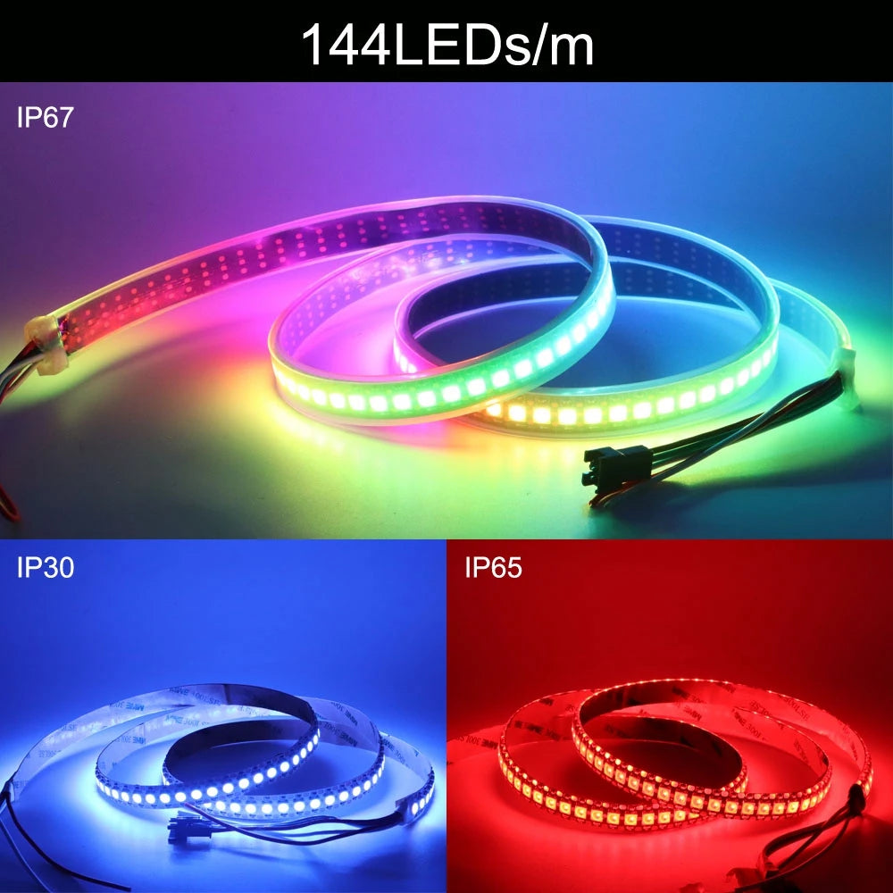 DC5V WS2812B Individually Addressable Smart 5050SMD RGB LED Strip WS2812 30/60/74/96/144Leds/Pixels/m Magic Light IP30/65/67